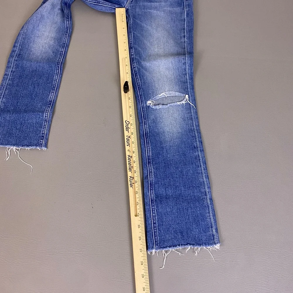Mother The Pixie Dazzler Ankle Fray Jeans Size 23 Blue Popism High Rise Straight